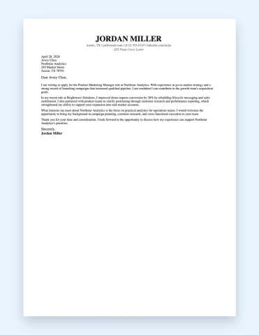 ATS Plain Cover Letter Template thumbnail
