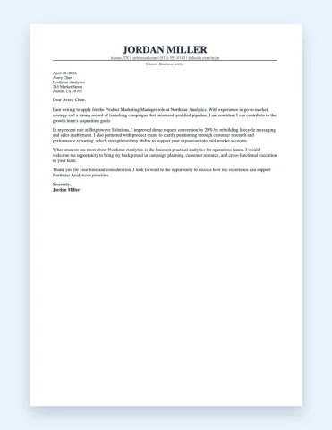 Classic Business Letter Cover Letter Template thumbnail