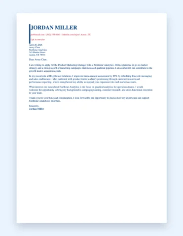 Left Accent Bar Cover Letter Template thumbnail