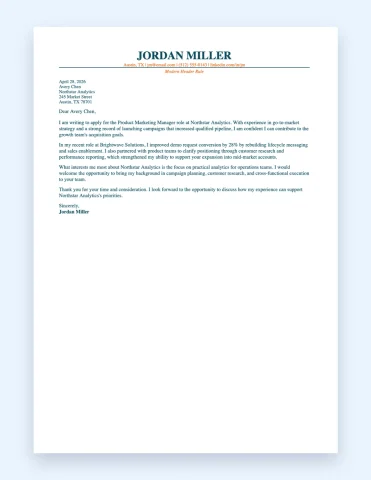 Modern Header Rule Cover Letter Template thumbnail