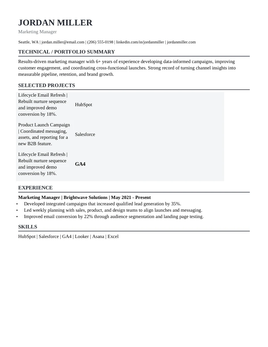 Cybersecurity resume template preview