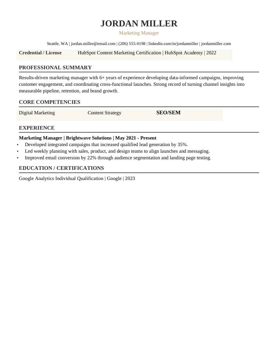 Finance Conservative resume template preview