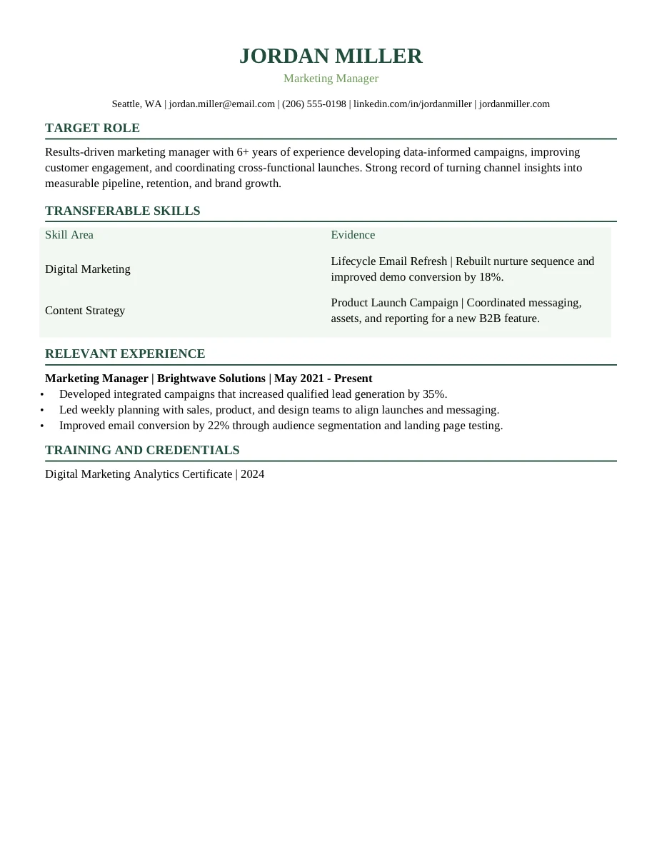 Functional Skills Grid resume template preview