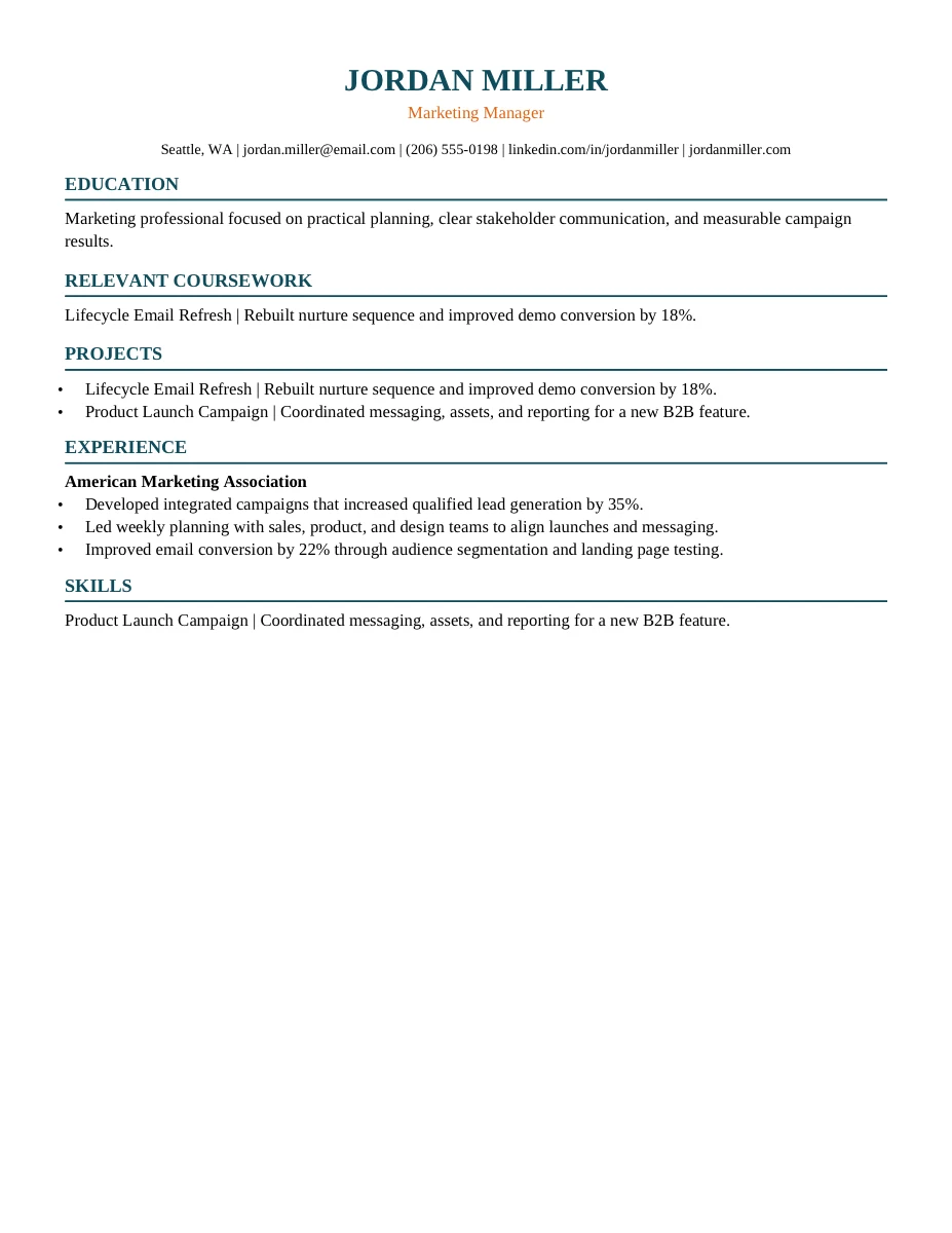 Internship Application resume template preview