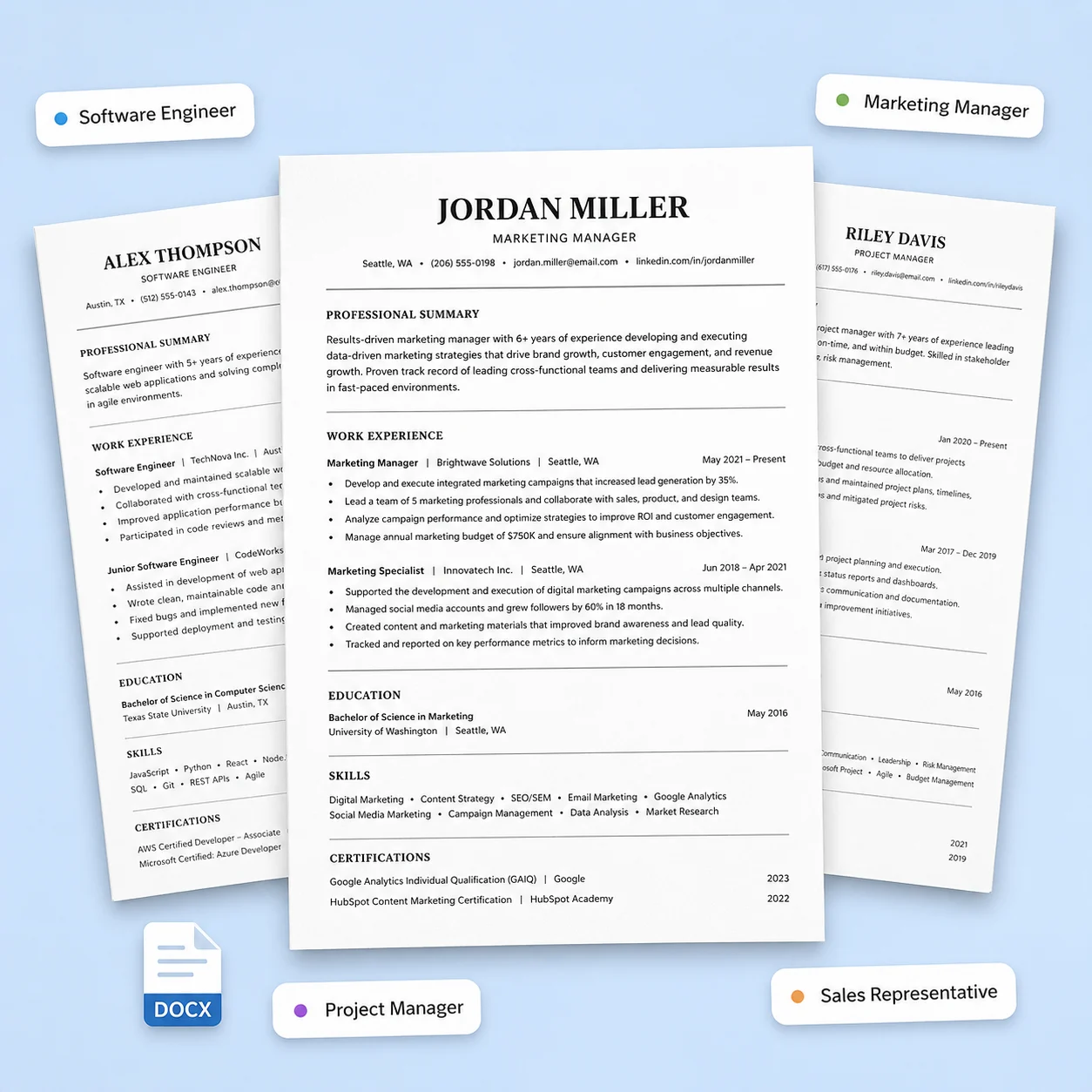 Free Resume Templates Editable DOCX