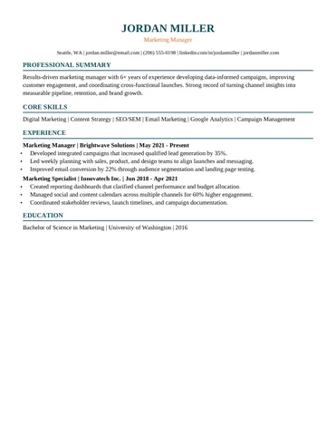 Customer Success resume template thumbnail