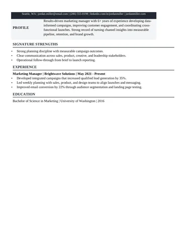 Executive Board Profile resume template thumbnail