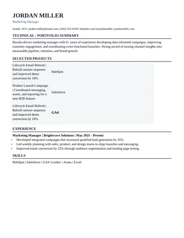 Technical Engineer resume template thumbnail