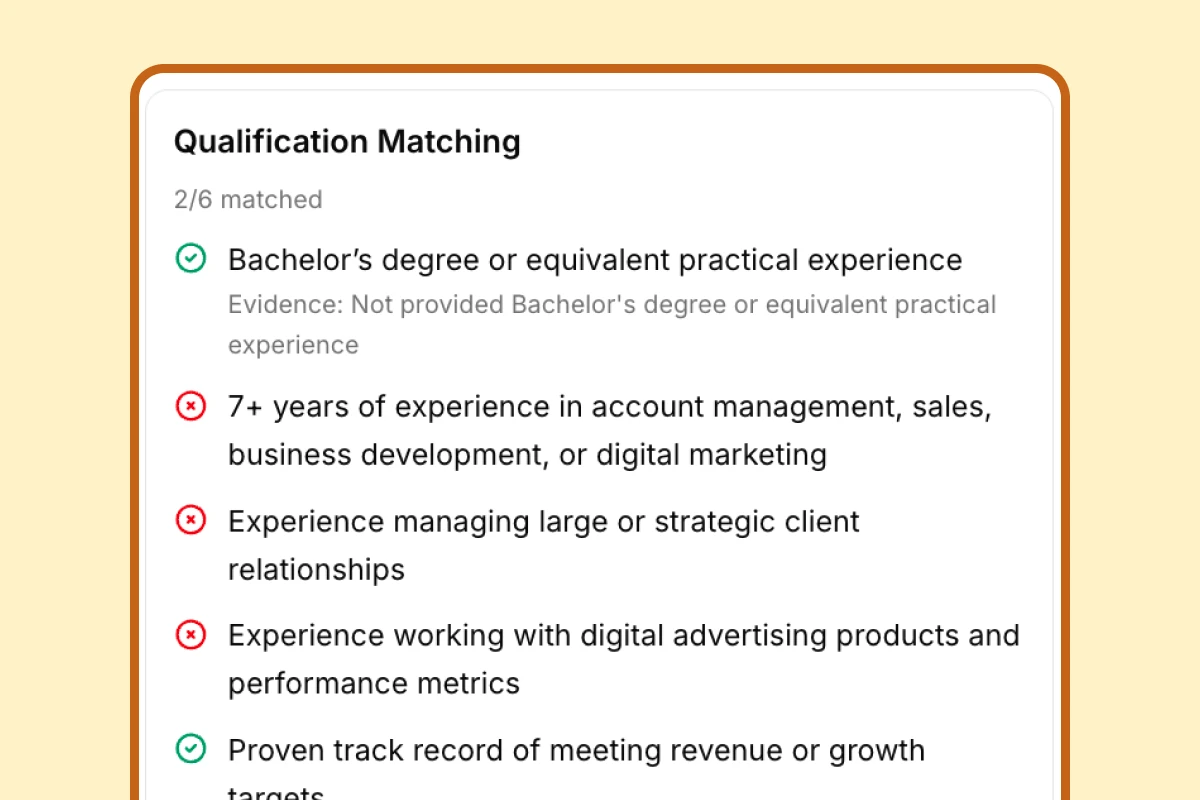 Qualification match analysis preview