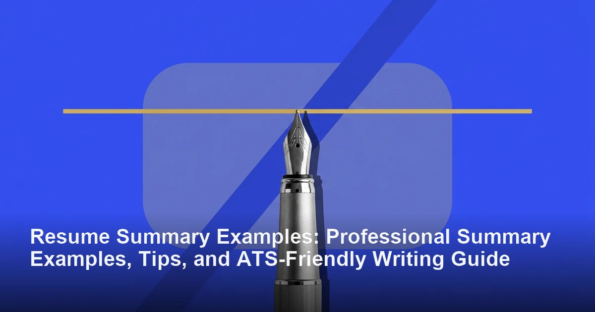 Resume Summary Examples: Professional Summary Examples, Tips, and ATS-Friendly Writing Guide