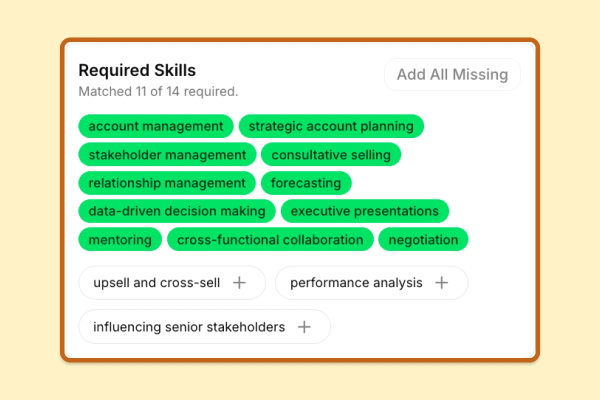 Resume skills suggestions preview