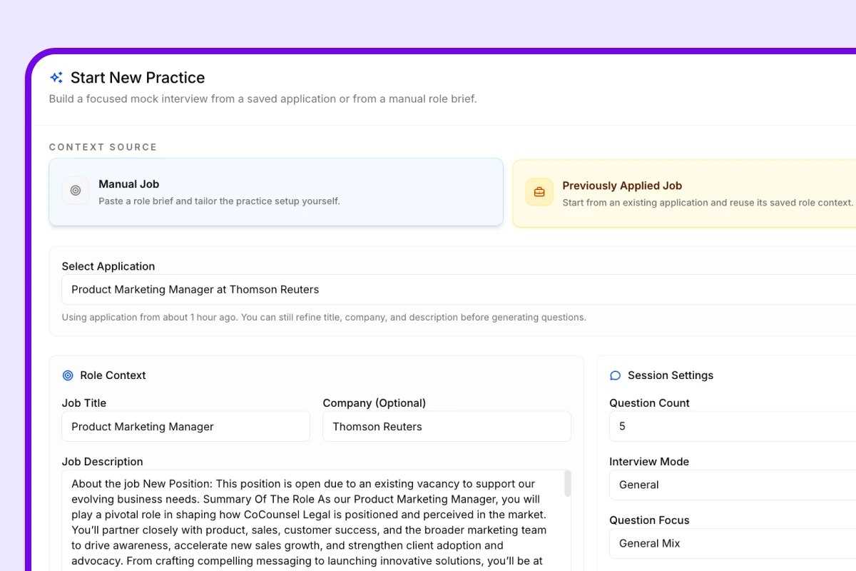 Use saved job context to prepare for interviews
